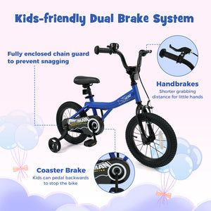 14-Inch Kids Bike with Removable Training Wheels Navy - Brave Hero