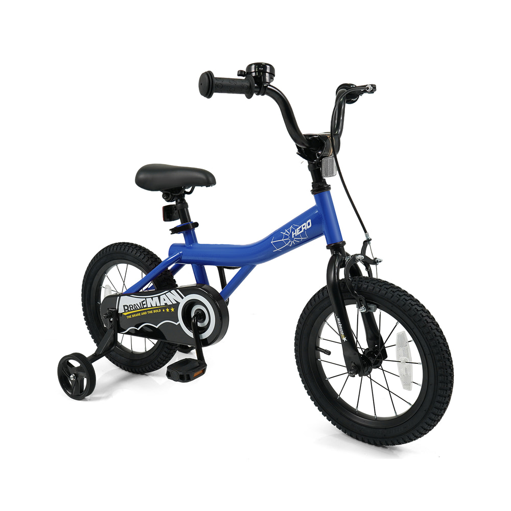 14-Inch Kids Bike with Removable Training Wheels Navy - Brave Hero