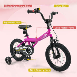 14-Inch Kids Bike with Removable Training Wheels Pink