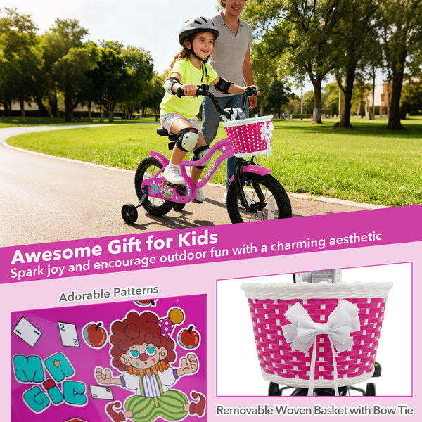 12-inch Magic Rose kids bike with training wheels for ages 3-4, viewed from angle 11, perfect for little riders.