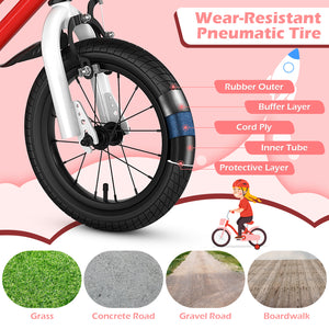 14-inch red kids bike with blue helmet and protective set, perfect for safe outdoor fun and adventure.