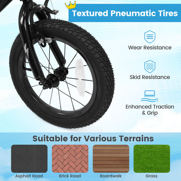 18 Inch Kids Bike with Training Wheels for Ages 4-8 Years Old Black- Street Art Time