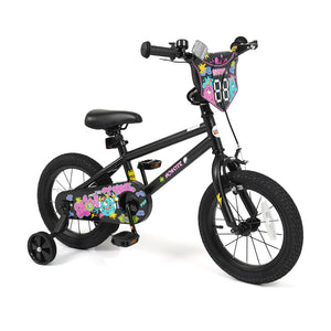 18 Inch Kids Bike with Training Wheels for Ages 4-8 Years Old Black- Street Art Time