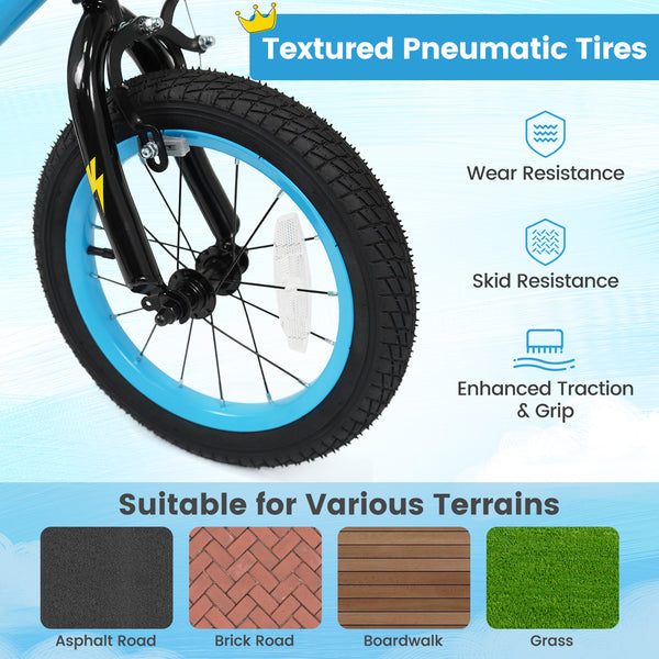 16 Inch Kids Bike with Training Wheels for Ages 4-7 Years Old Blue- Street Art Time