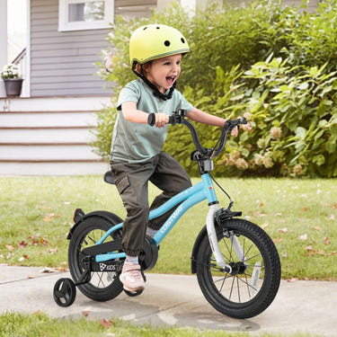 14-inch kids bike with training wheels for children aged 3-5, perfect for outdoor play and learning to ride.