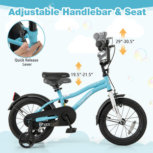 14-inch kids bike with training wheels for ages 3-5, perfect for outdoor fun and learning to ride.