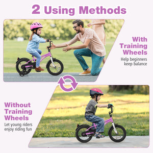 Kids Bike 14-Inch Children Training Bicycle with 2 Brake for 3