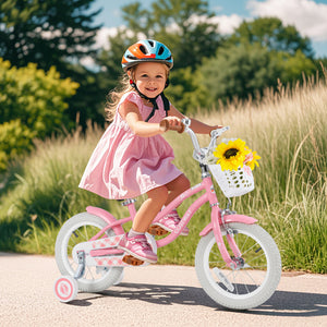 18 Inch Kids Bike with Training Wheels and Basket for Boys Girls 4-8 Years Old