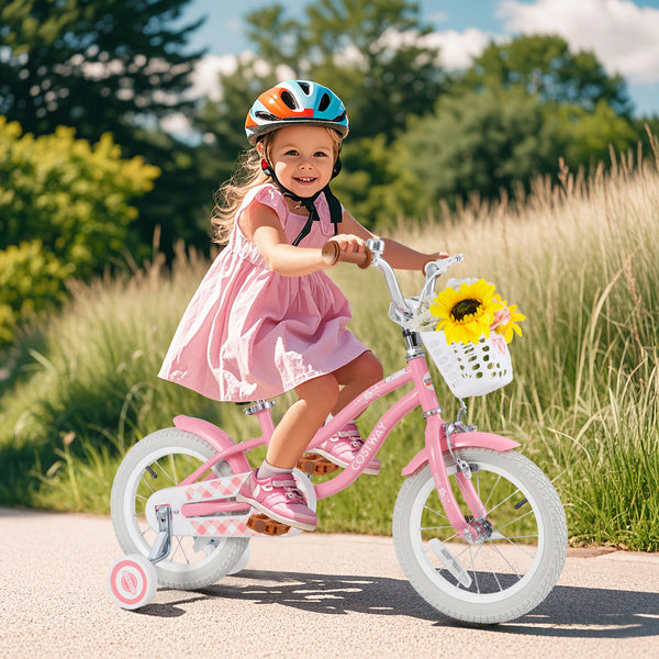 18 Inch Kids Bike with Training Wheels and Basket for Boys Girls 4-8 Years Old