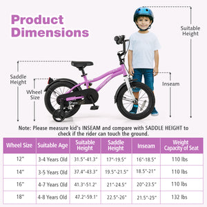 Kids Bike 14-Inch Children Training Bicycle with 2 Brake for 3