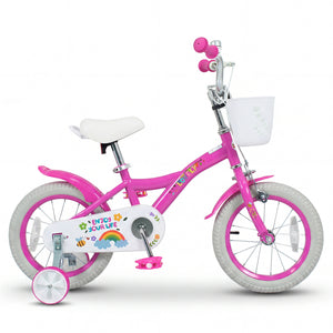 Girls Bike for 3-8 Years Old with Basket - Spring Party Pink