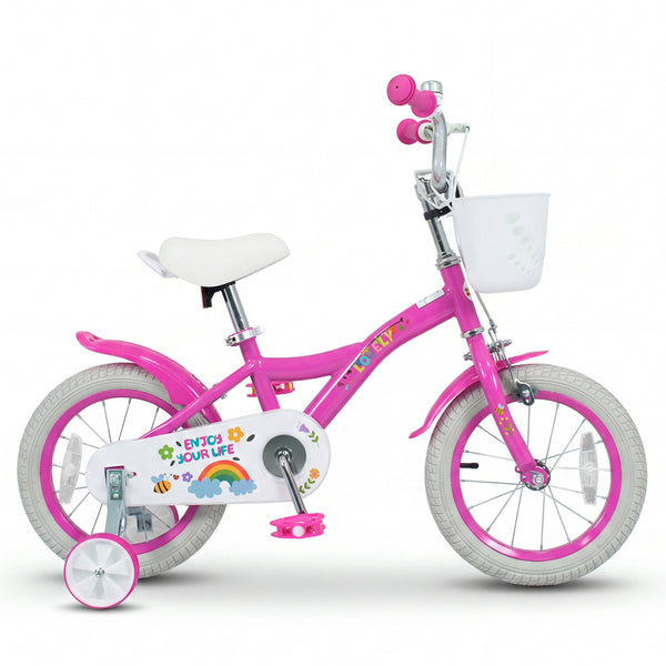 Girls Bike for 3-8 Years Old with Basket - Spring Party Pink