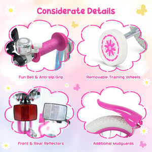 Girls Bike with Front Bag and Streamers for 3-8 Years Pink