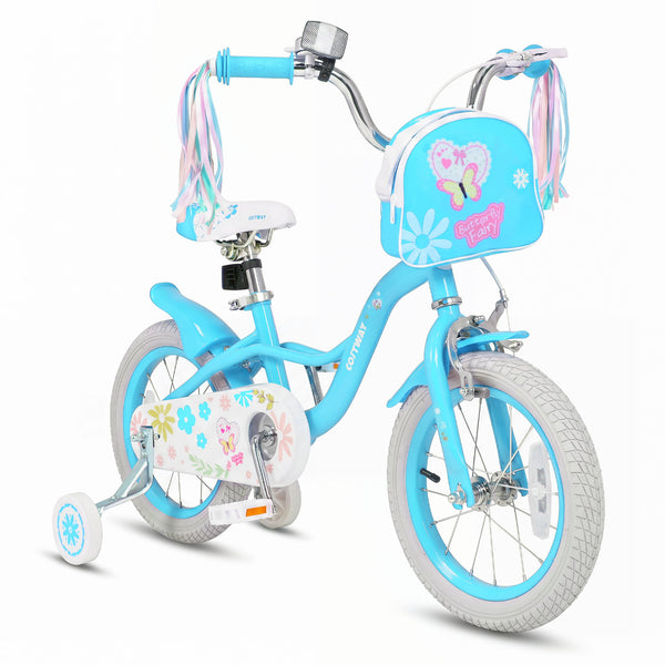 Girls Bike with Front Bag and Streamers for 3-8 Years Blue