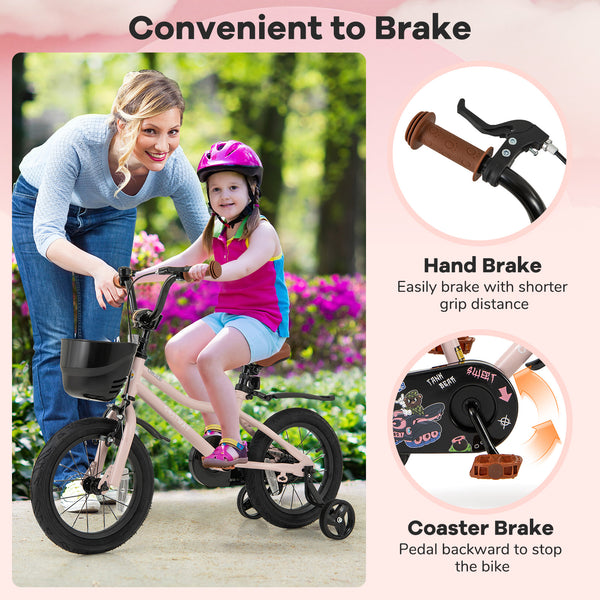 16-Inch Kids Bike with Basket and Adjustable Handlebar for 4