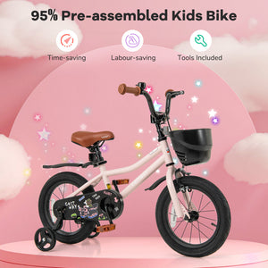 16-Inch Kids Bike with Basket and Adjustable Handlebar for 4