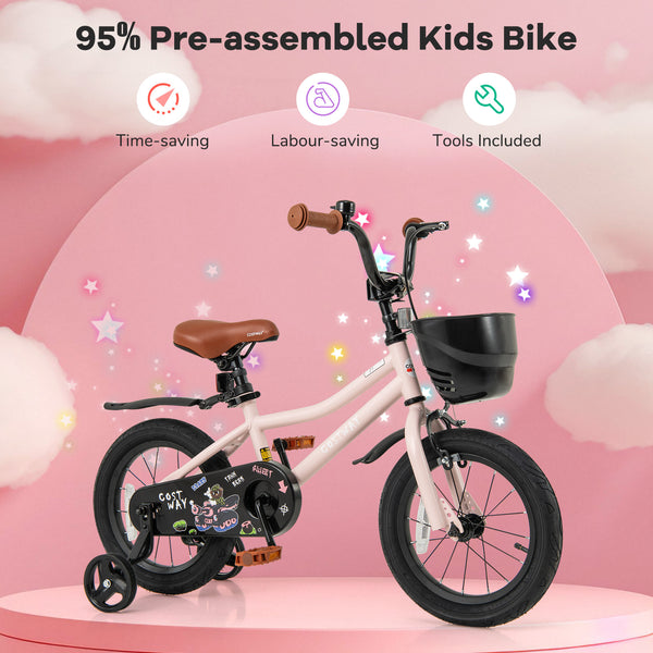 16-Inch Kids Bike with Basket and Adjustable Handlebar for 4