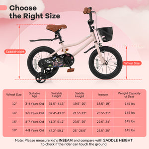 16-Inch Kids Bike with Basket and Adjustable Handlebar for 4