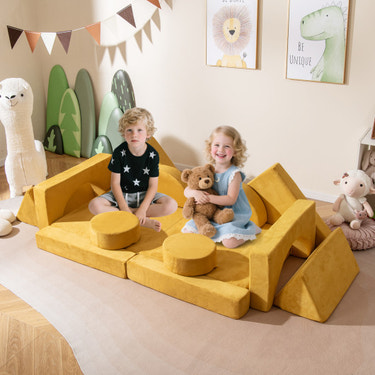 14 PCS Modular Kids Play Couch for Playroom and Bedroom-Yellow