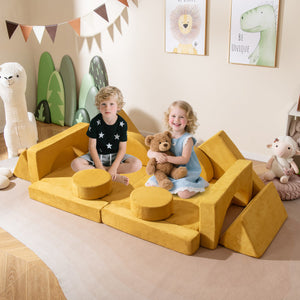 14 PCS Modular Kids Play Couch for Playroom and Bedroom-Yellow