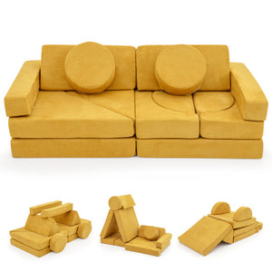 14 PCS Modular Kids Play Couch for Playroom and Bedroom-Yellow