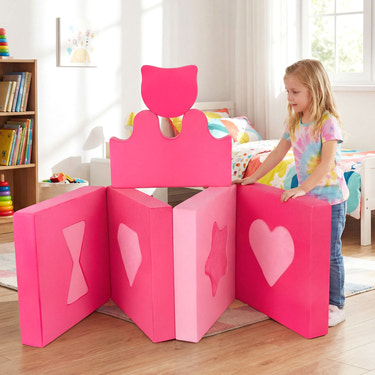 14 Piece Pink Kids Play Couch Modular Foam Climbing Blocks for Ages 3+ - Safe, Fun, and Versatile Playtime Solution.