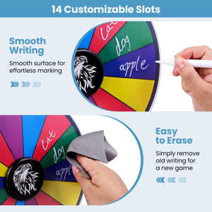 14 Slots Spin Wheel with Blackboard Marker