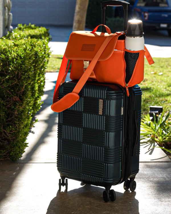 Sarah Wells Deluxe Stroller Caddy Organizer – Insulated, Machine-Washable with Crossbody Strap, Storage Pockets & Luggage Sleeve