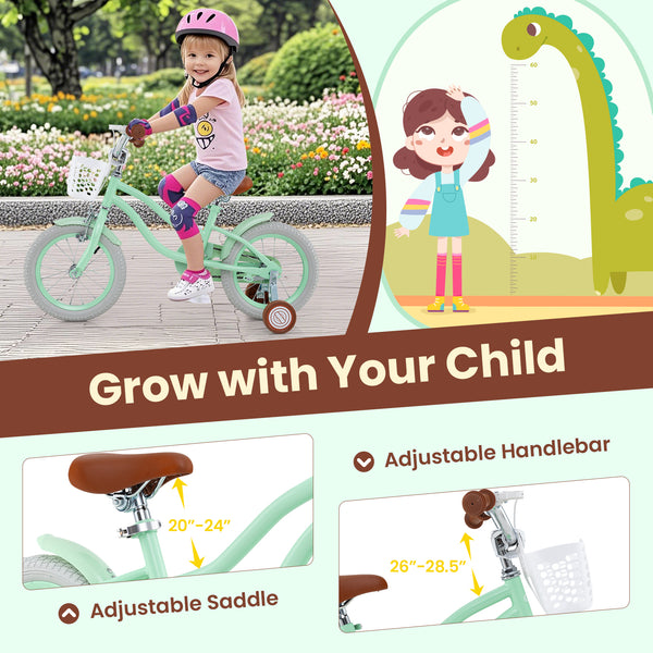 14-inch kids bike with adjustable seat and bell for ages 3-8, shown from angle 7. Perfect for outdoor fun!