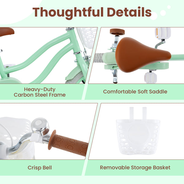 14-inch kids bike with adjustable seat and bell for ages 3-8, shown from angle 6. Perfect for outdoor fun!