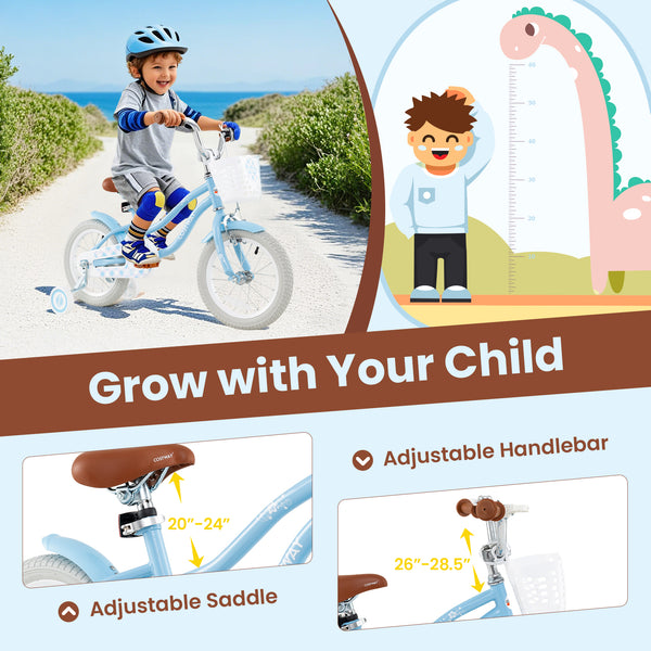 12-inch kids bike with adjustable handlebar and seat, perfect for children aged 3, angled view showcasing design.
