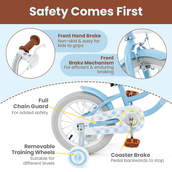 12-inch kids bike with adjustable handlebar and seat, perfect for children aged 3, shown at angle 14.