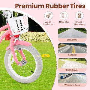 18 Inch Kids Bike with Training Wheels and Basket for Boys Girls 4-8 Years Old