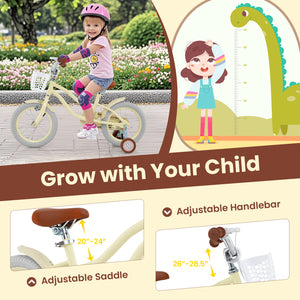 14-inch kids bike with adjustable seat and training wheels for ages 3-8, viewed from angle 7. Perfect for young riders!