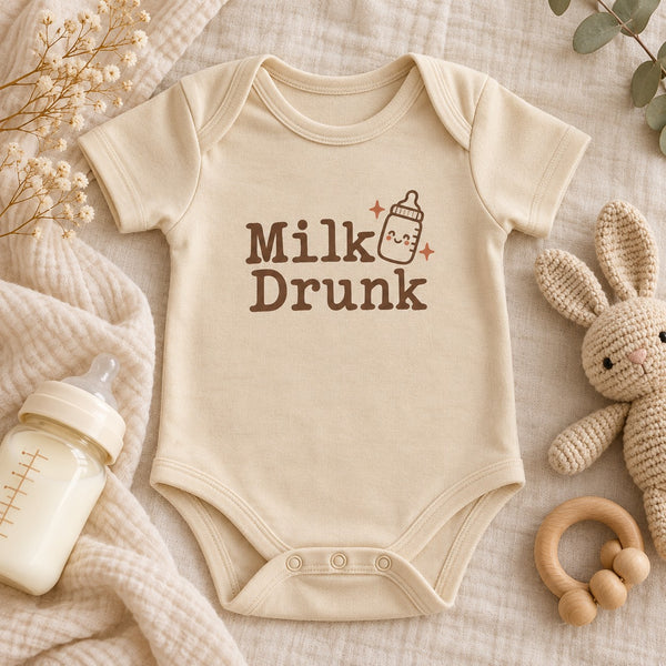Styled flat lay of the Milk Drunk baby bodysuit