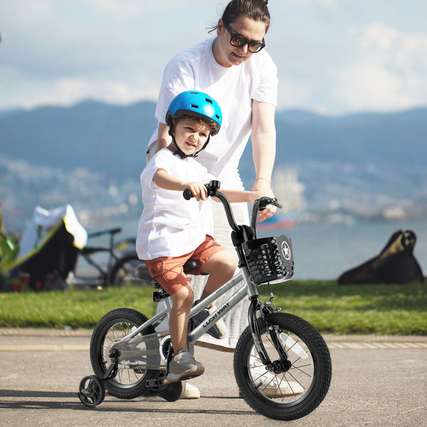12-inch kids bike with adjustable seat and transparent chain cover, perfect for ages 3 and up.