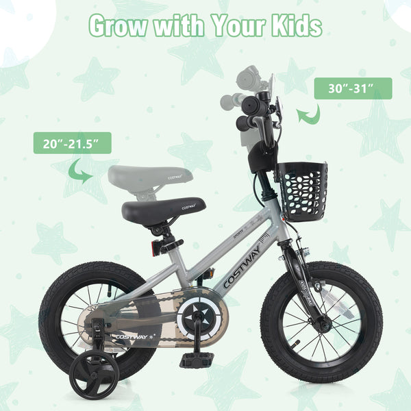 12-inch kids bike with adjustable features and transparent chain cover, perfect for 3-year-olds. Angle 13 view.