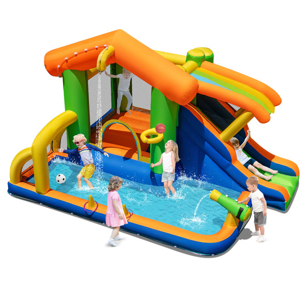 8-in-1 Jumping Castle with Slide and 480W Blower - Vibrating