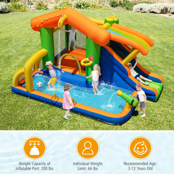 8-in-1 Jumping Castle with Slide and 480W Blower - Vibrating