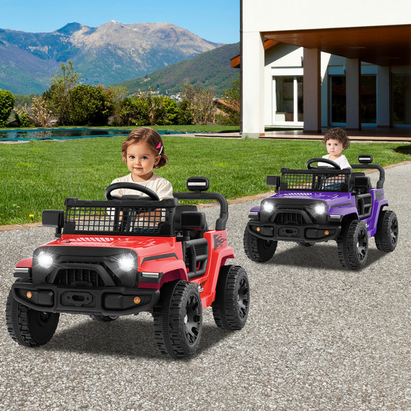 12V kids ride-on truck car, battery-powered electric vehicle for fun outdoor play. Angle 41 view.