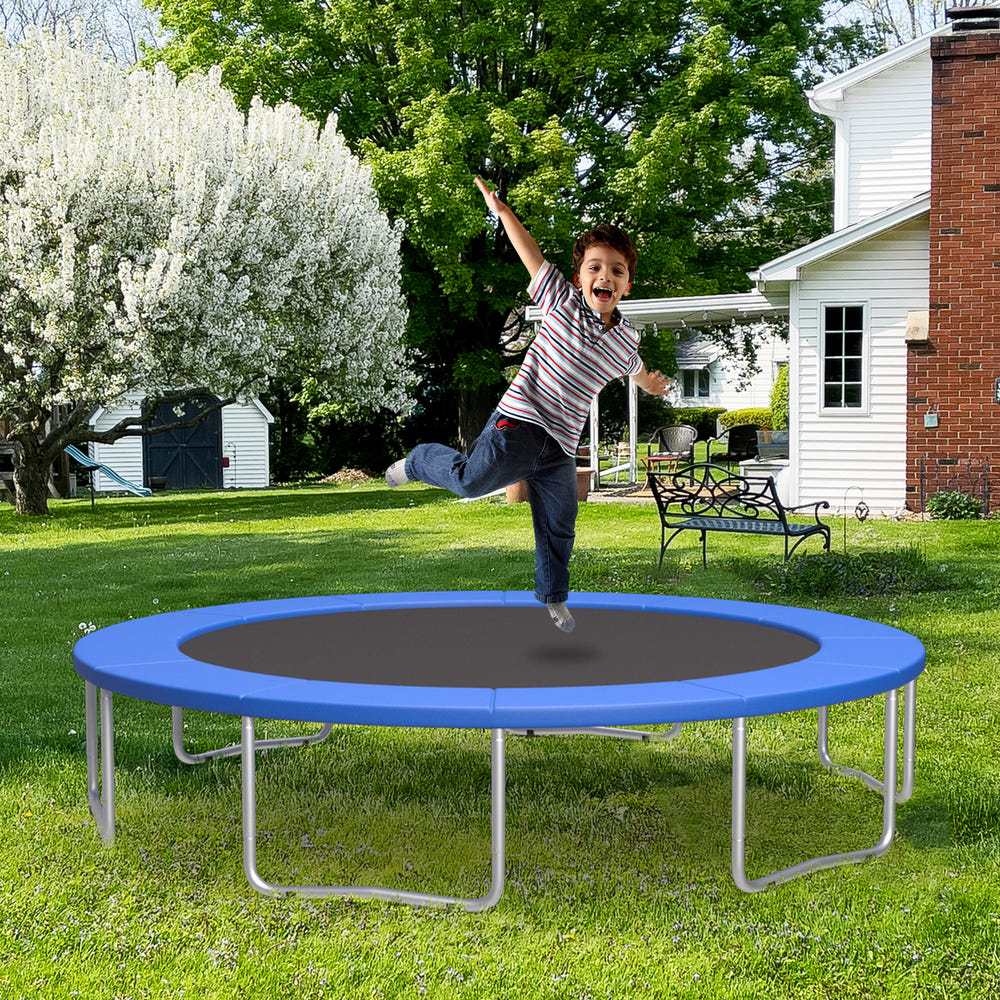 15 Feet Blue Trampoline Pad Replacement Safety Pad with Fixing Straps for enhanced safety in toys and hobbies.