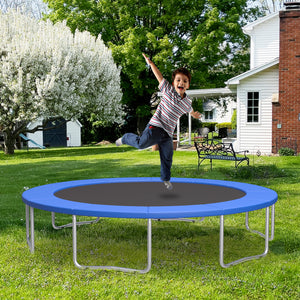 Blue 15 Feet Trampoline Pad Replacement Safety Pad with Fixing Straps, angle view, for enhanced safety in play.
