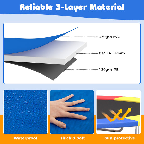Blue 15 Feet Trampoline Pad Replacement Safety Pad with Fixing Straps, ideal for toys and hobbies, angle view 8.