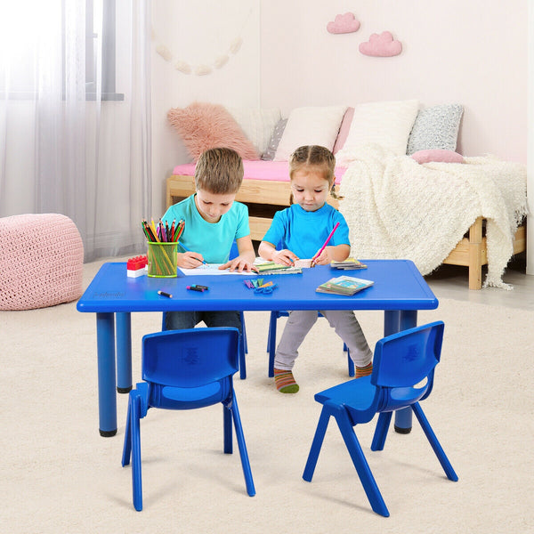 Kids plastic rectangular learn and play table, perfect for creative play and learning activities.