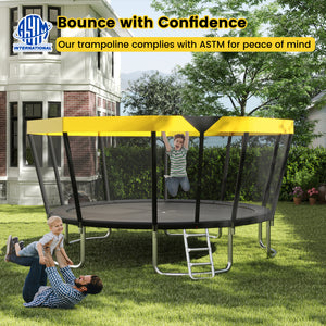 15 FT Outdoor Trampoline ASTM Compliant Recreational Trampoline with Non-Slip Ladder