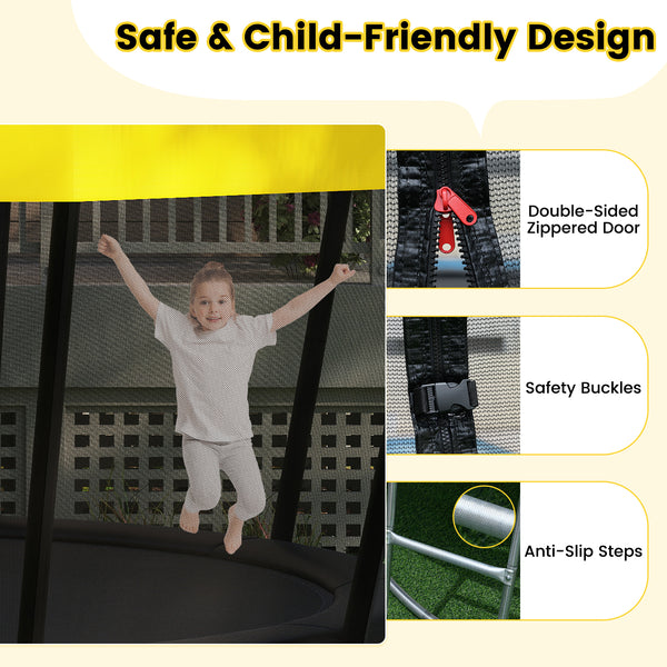 15 FT Outdoor Trampoline ASTM Compliant Recreational Trampoline with Non-Slip Ladder