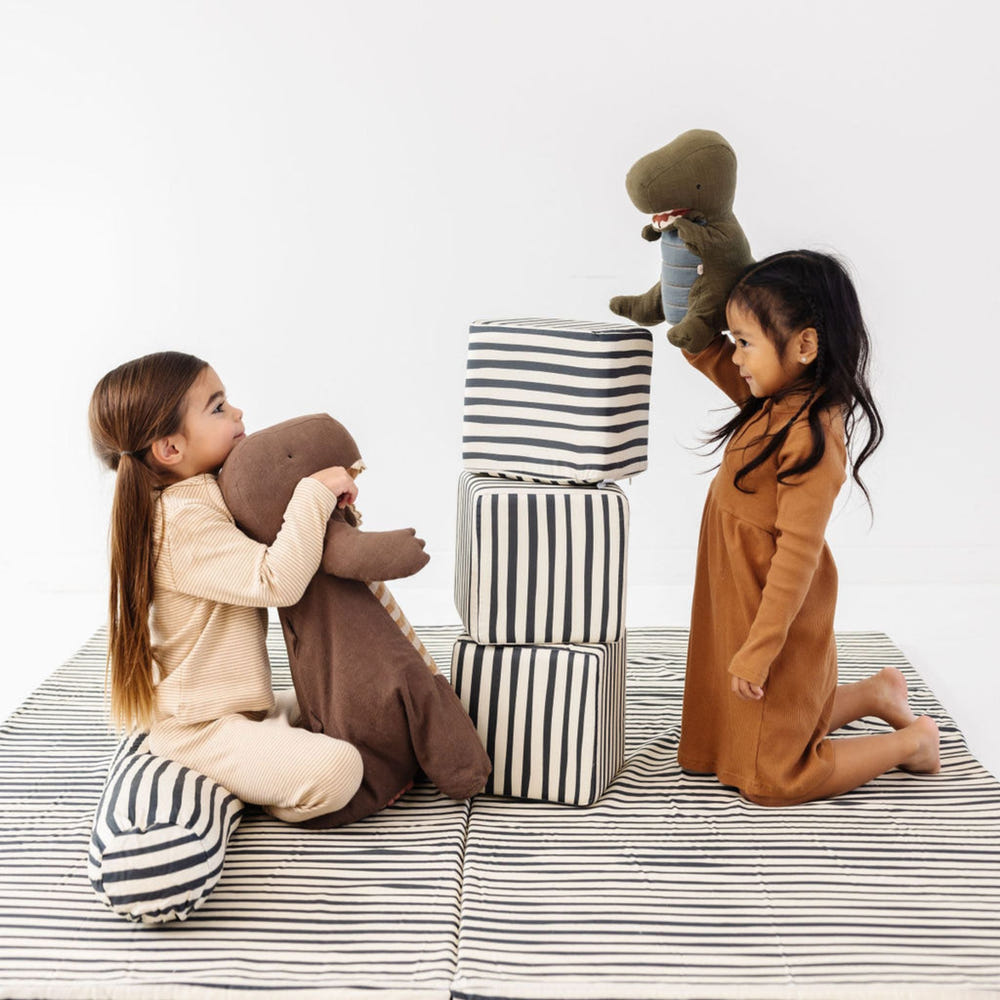 Bold Stripe Play Cube for babies, featuring vibrant colors and engaging textures for fun and development.