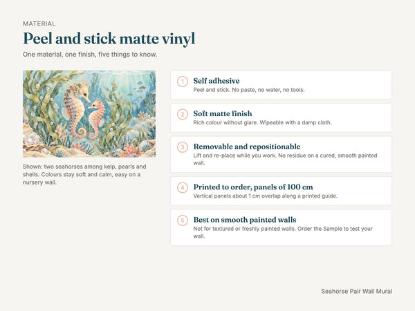 Watercolor Seahorse Pair Ocean Wall Mural, image 7