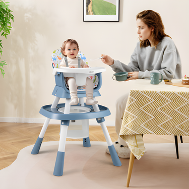 16-in-1 Celadon Baby High Chair with Activity Center and Booster Seat for Babies and Toddlers.