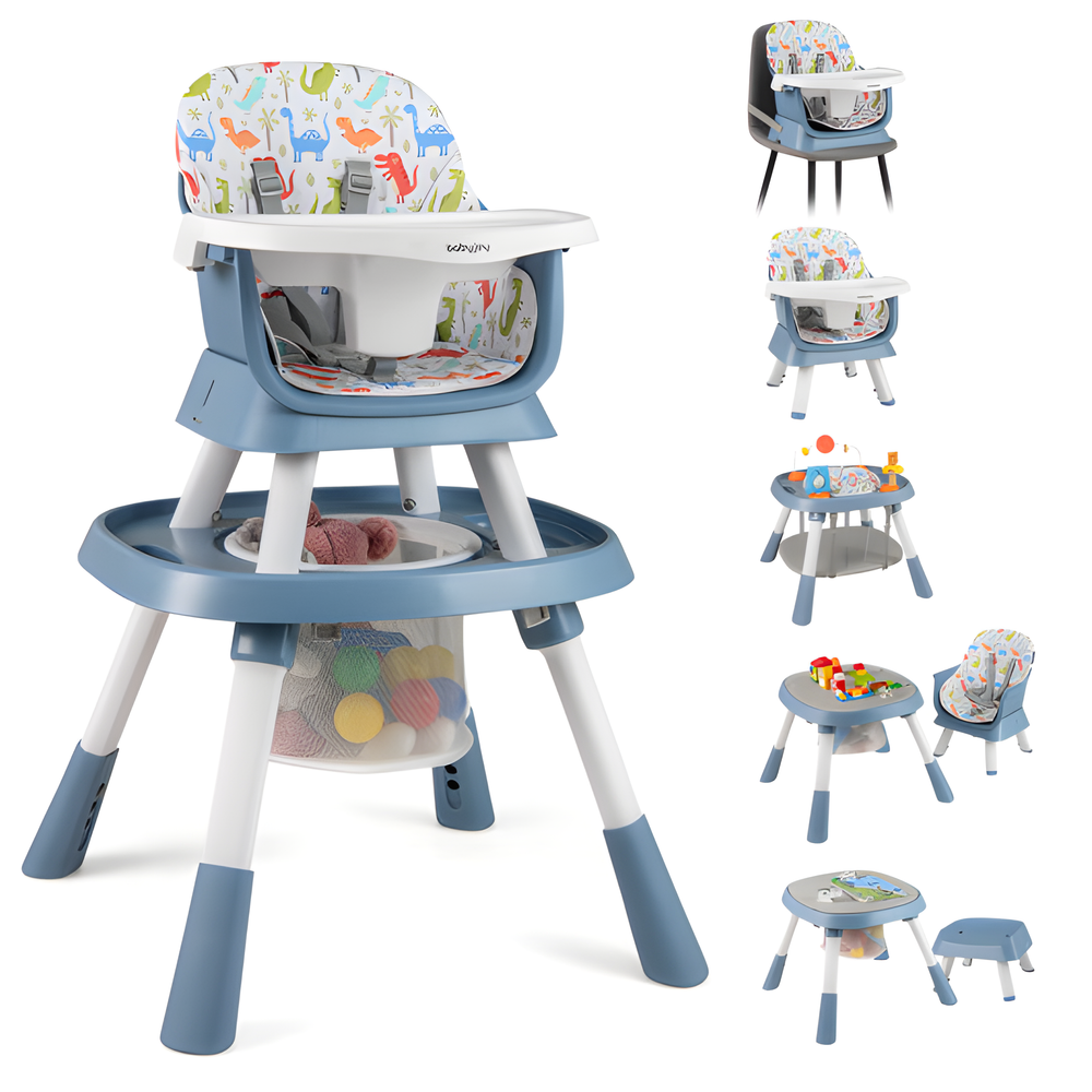 16-in-1 Celadon Baby High Chair with Activity Center and Booster Seat for Babies and Toddlers.